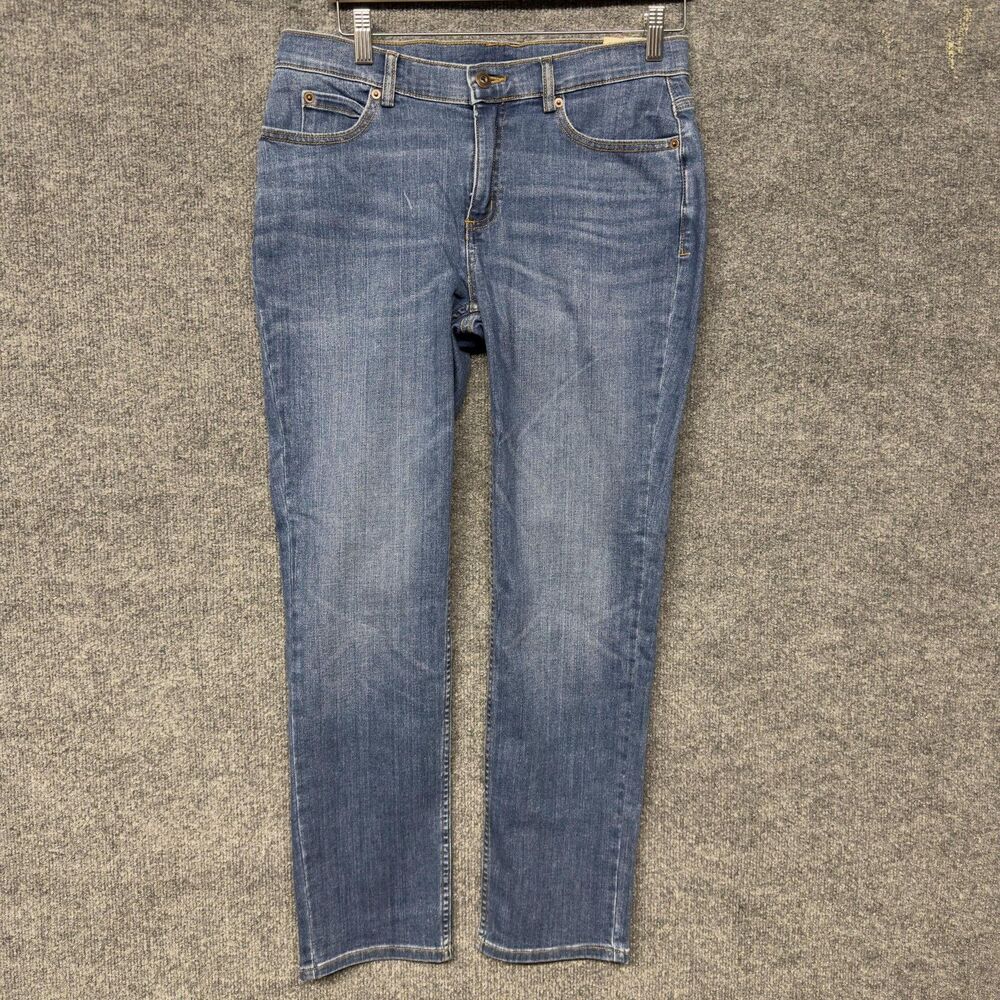 Duluth Trading Co Daily Denim Jeans Womens 8 Blue Mid Rise Slim Leg 29 Inseam